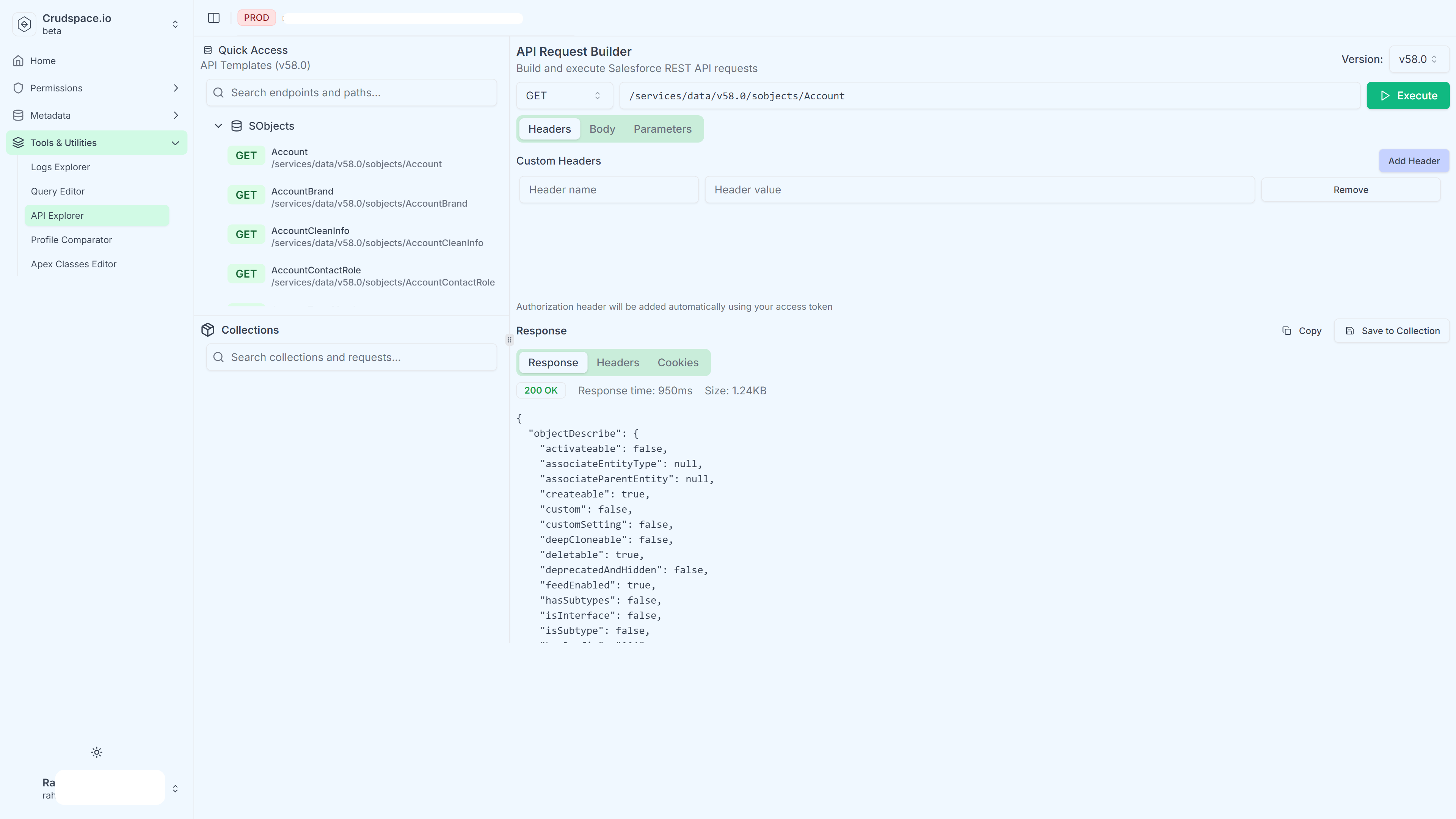 Salesforce REST API explorer with built-in templates and syntax highlighting